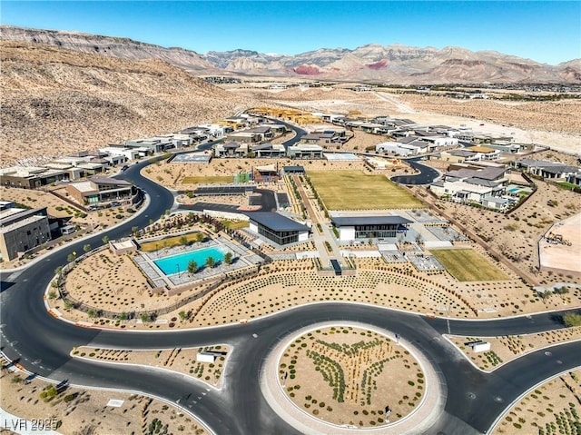 drone / aerial view with a mountain view