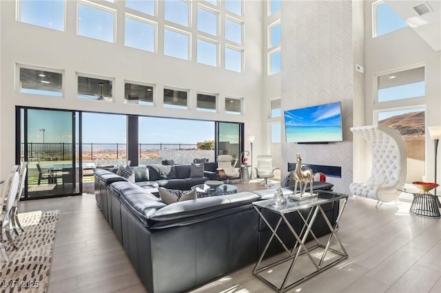 living room featuring hardwood / wood-style flooring