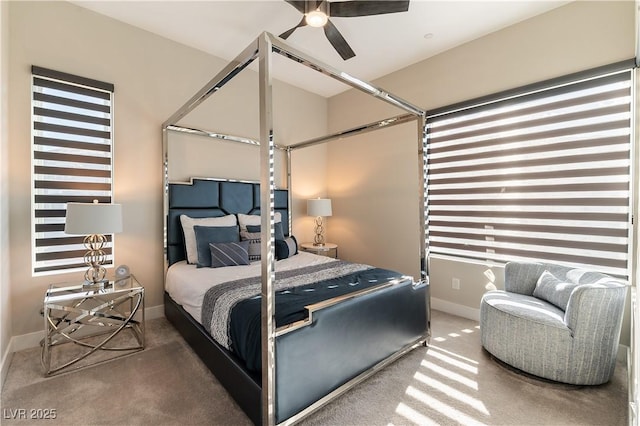 bedroom with carpet flooring and ceiling fan