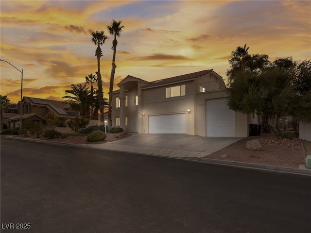 view of front of property with a garage