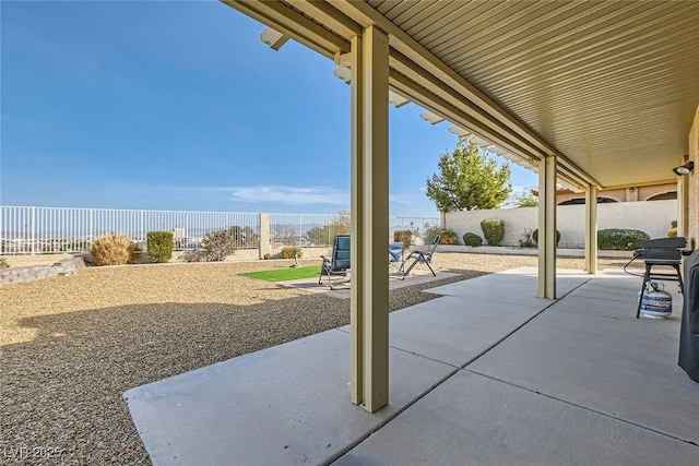 view of patio featuring a fenced backyard