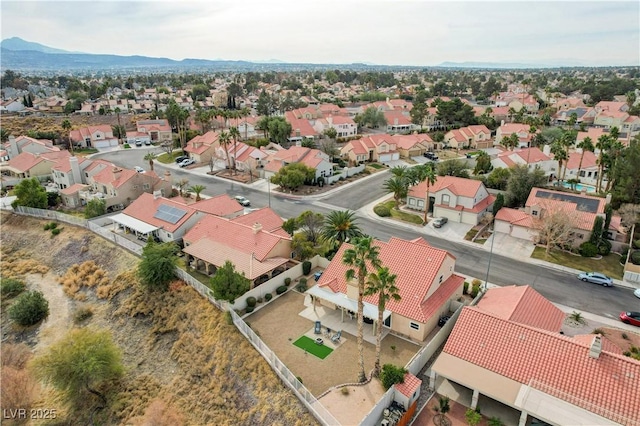 aerial view with a mountain view