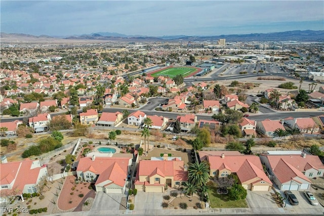 drone / aerial view with a mountain view