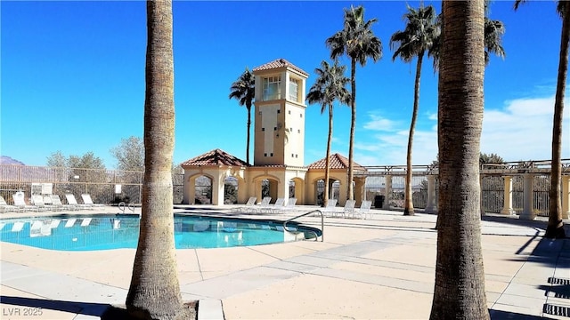 view of pool featuring a patio area