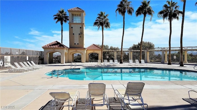 view of pool featuring a patio