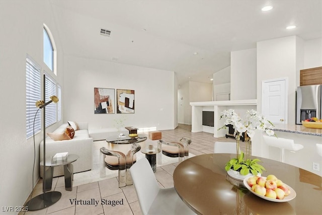 view of tiled living room