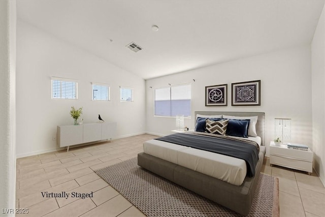 bedroom with vaulted ceiling