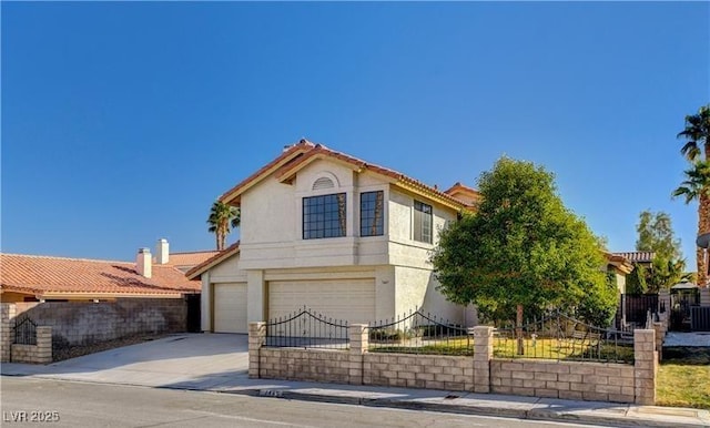 view of property featuring a garage