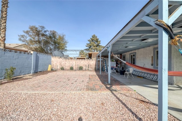 view of yard with a patio