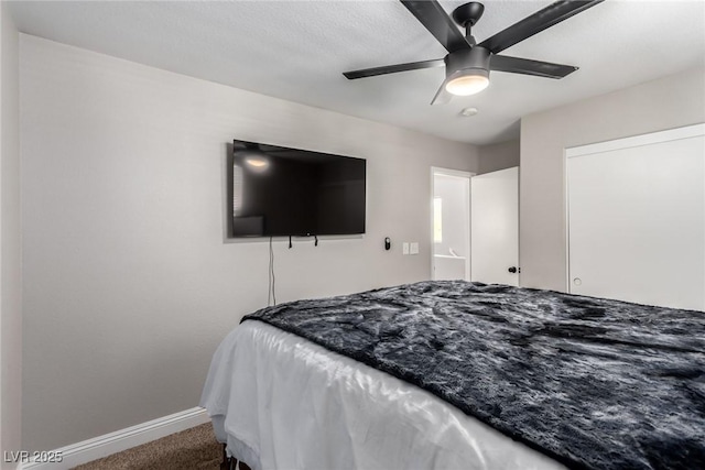 bedroom with carpet floors and ceiling fan