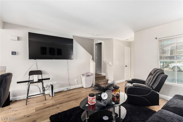 living room featuring light wood-type flooring