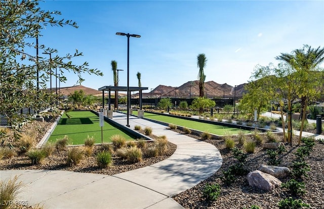 view of community featuring a mountain view