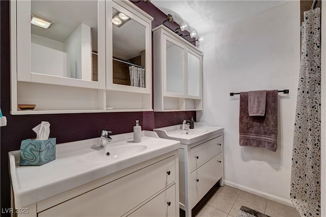 bathroom featuring vanity and tile patterned flooring