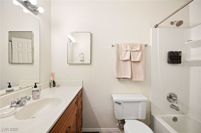 full bathroom featuring vanity, toilet, and shower / bath combination