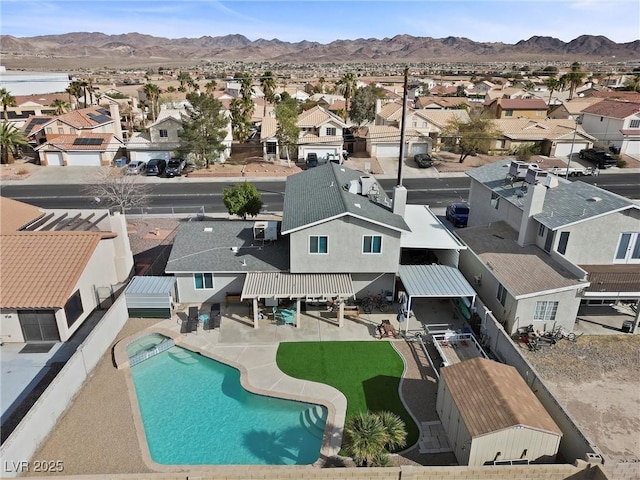 bird's eye view featuring a mountain view