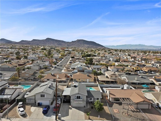 drone / aerial view with a mountain view