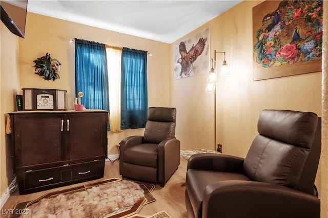 living area featuring light hardwood / wood-style flooring