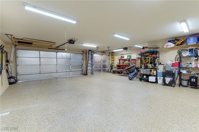 garage with a garage door opener