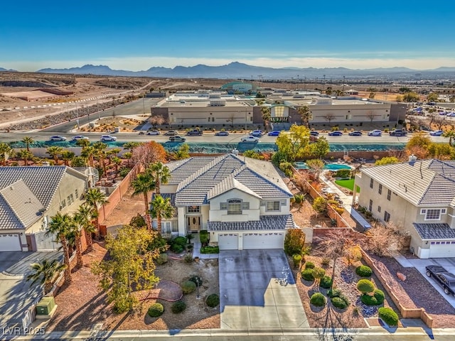 bird's eye view featuring a mountain view