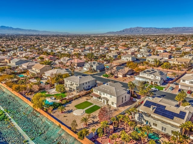 bird's eye view with a mountain view