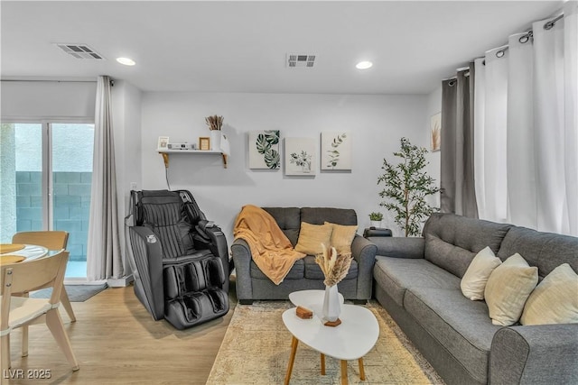 living room featuring light wood-type flooring