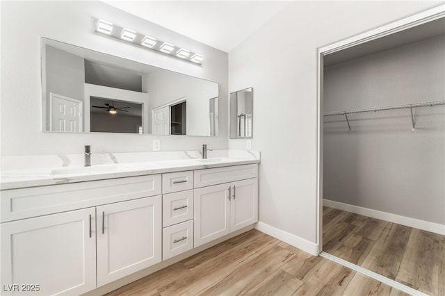 bathroom featuring wood-type flooring and vanity