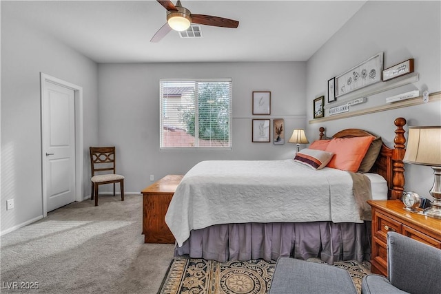 bedroom with carpet and ceiling fan