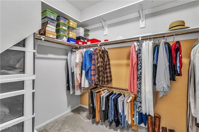 walk in closet featuring carpet