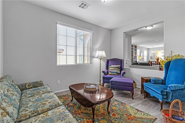 living room featuring light wood-type flooring