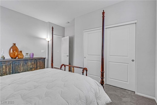 carpeted bedroom featuring a closet