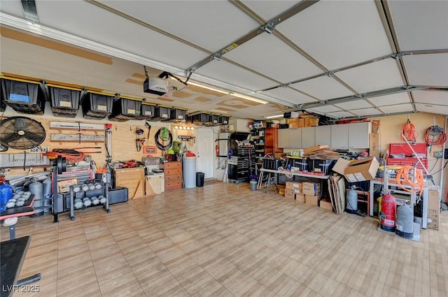 garage with a garage door opener