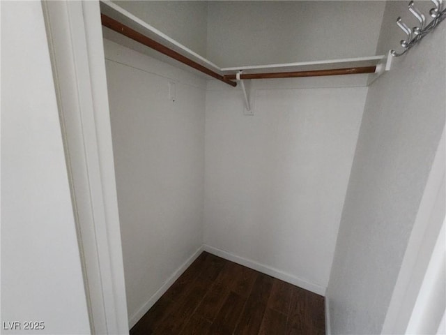 walk in closet featuring dark hardwood / wood-style flooring