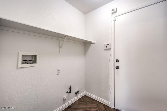 laundry room with hookup for a gas dryer, wood-type flooring, and washer hookup