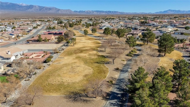 bird's eye view featuring a mountain view and a residential view