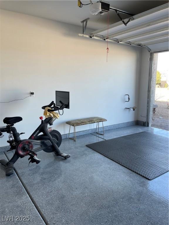 exercise area with a garage