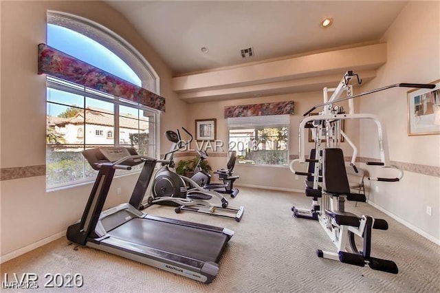 exercise room with plenty of natural light