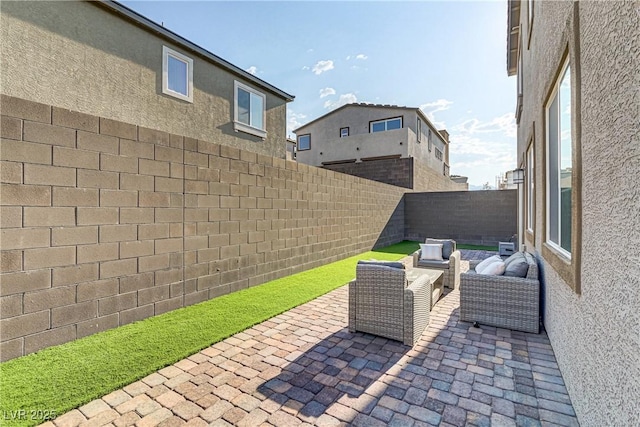 view of patio / terrace featuring an outdoor living space