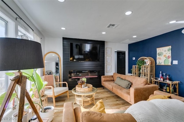 living room featuring light hardwood / wood-style flooring