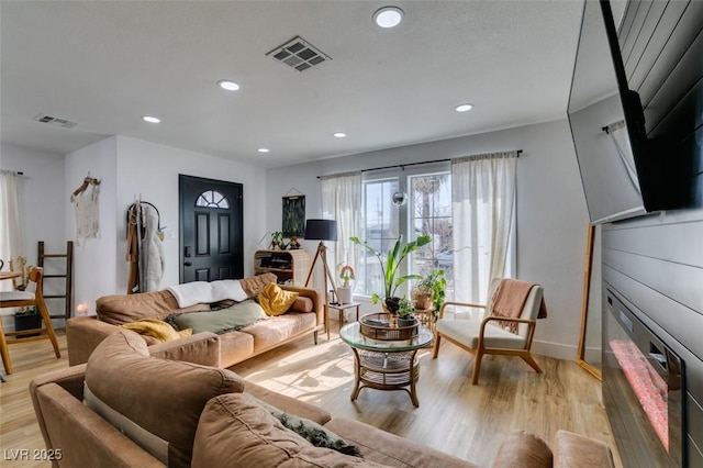 living room featuring light hardwood / wood-style flooring