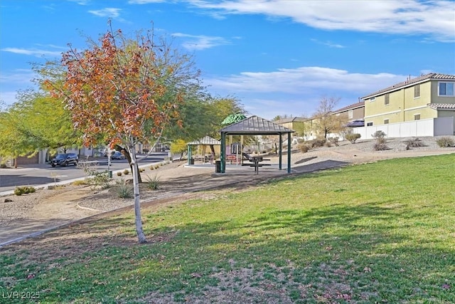 view of home's community featuring a gazebo and a lawn