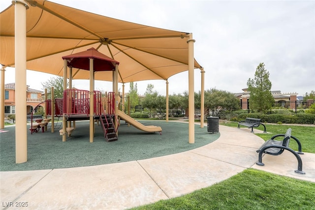 communal playground with fence