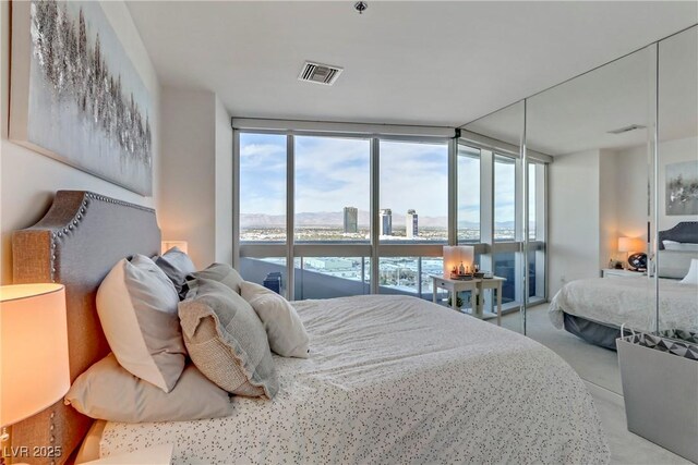 bedroom featuring expansive windows