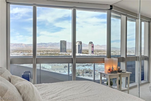 bedroom with a mountain view