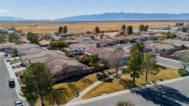 aerial view featuring a residential view and a mountain view