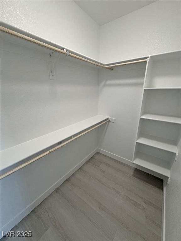 walk in closet featuring wood finished floors