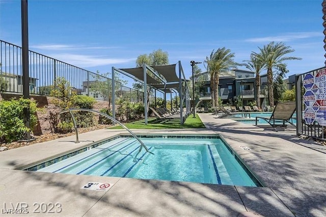 view of pool with a patio area