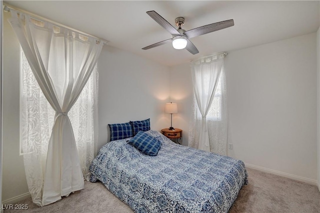 bedroom with carpet floors and ceiling fan