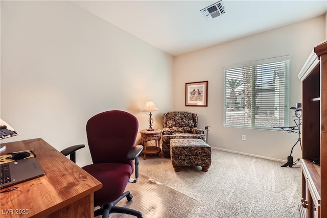 view of carpeted office space