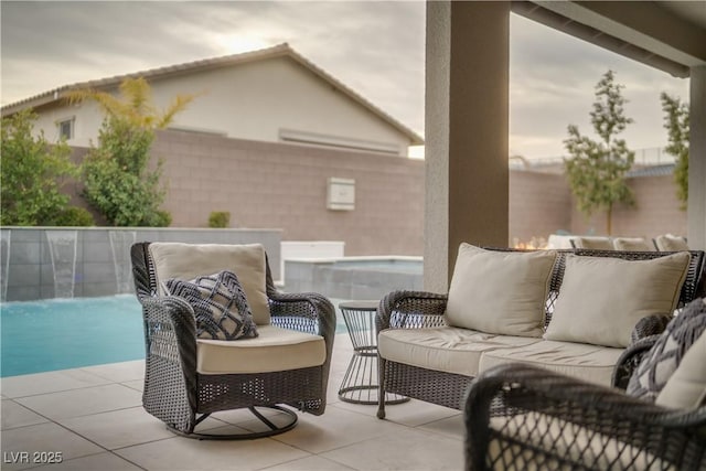 view of patio featuring a fenced in pool