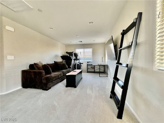 living room featuring carpet floors